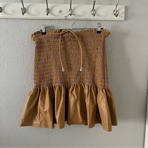 A.L.C. Jenny Shirred Faux Leather Mini Skirt - Picture 3 of 7